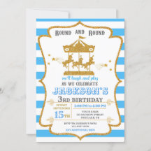Carousel-födelsedagsinbjudan Amuspark inbjudan