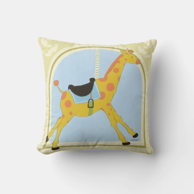 Carousel Giraffe från juni Erica Vess Kudde (Framsida)