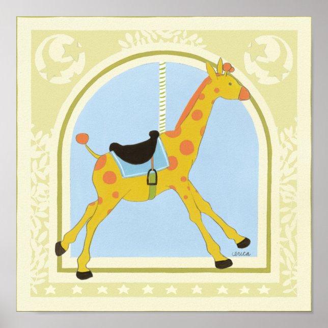 Carousel Giraffe från juni Erica Vess Poster (Framsidan)