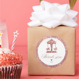 Carousel Glitter Birthday Runt Klistermärke