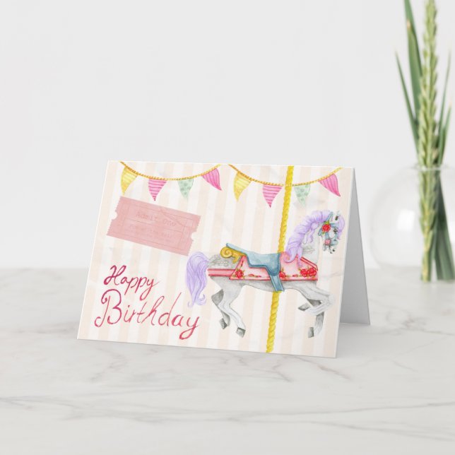 Carousel Grattis på födelsedagen Kort (Framsida)