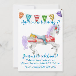 Carousel Horse Anpassningsbar Birthday Inbjudningar