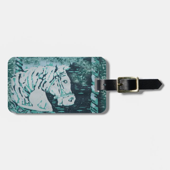 Carousel Horse Aquamarine Bagagebricka (Horisontell Framsida)