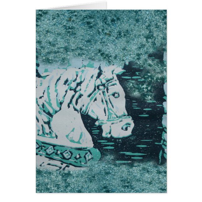Carousel Horse Aquamarine Hälsningskort (Framsidan)