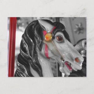 Carousel Horse Black White-vykort Vykort