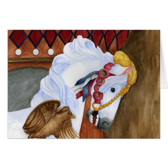 Carousel Horse Card Hälsningskort (Framsidan Horizontal)