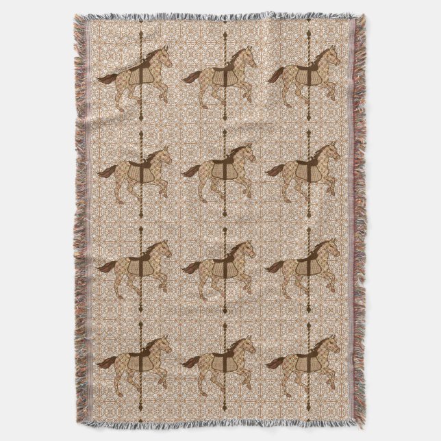 Carousel Horse - Chocolate Brown och Tan Filt (Framsidan Vertikal)
