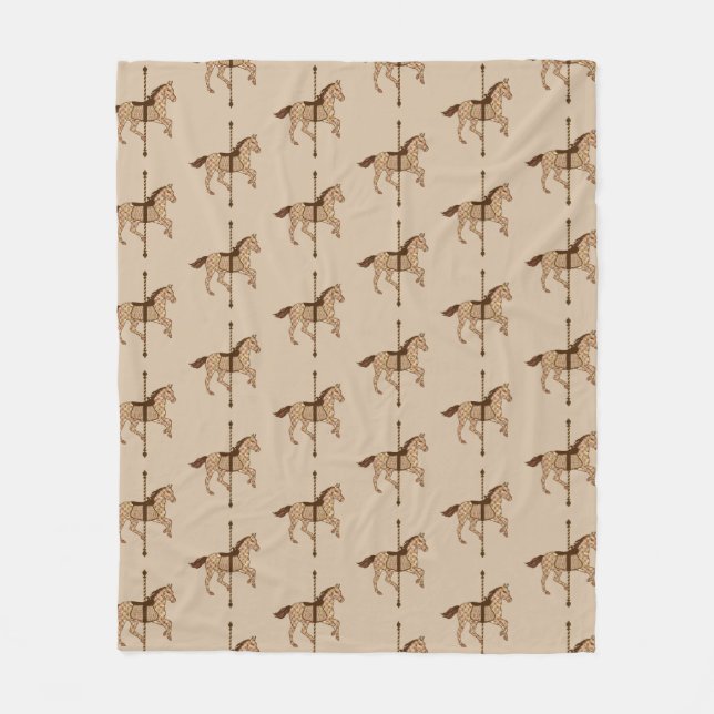 Carousel Horse - Chocolate Brown och Tan Fleecefilt (Framsidan)