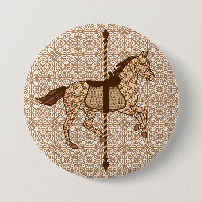 Carousel Horse - Chocolate Brown och Tan Knapp (Framsida)