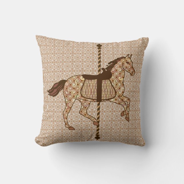 Carousel Horse - Chocolate Brown och Tan Kudde (Framsida)