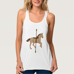Carousel Horse - Chocolate Brown och Tan Linne Med Racerback