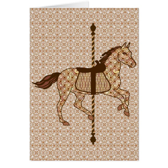 Carousel Horse - Chocolate Brown och Tan OBS Kort (Framsidan)