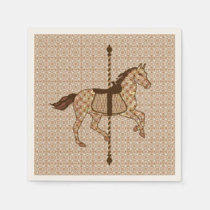 Carousel Horse - Chocolate Brown och Tan Pappersservett
