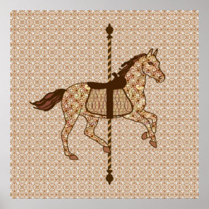 Carousel Horse - Chocolate Brown och Tan Poster