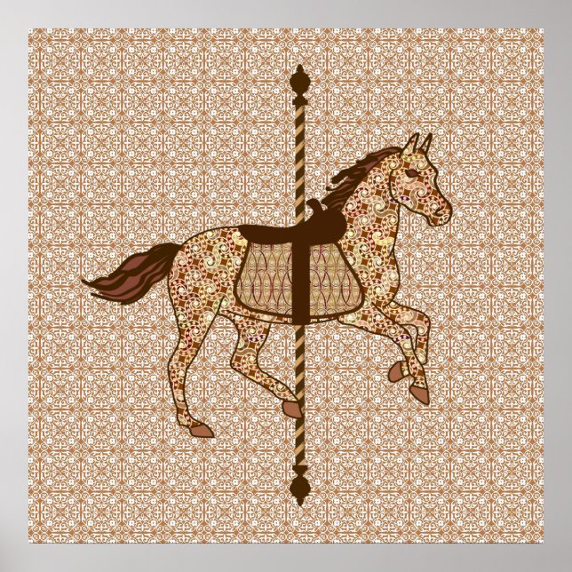 Carousel Horse - Chocolate Brown och Tan Poster (Framsidan)
