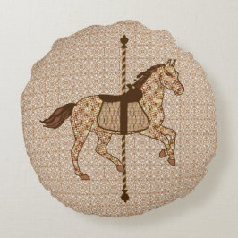 Carousel Horse - Chocolate Brown och Tan Rund Kudde