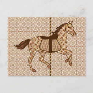 Carousel Horse - Chocolate Brown och Tan Vykort