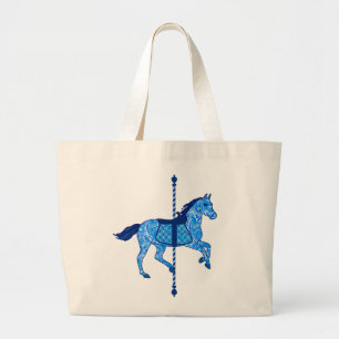 Carousel Horse - Cobalt and Himlar Blue Jumbo Tygkasse
