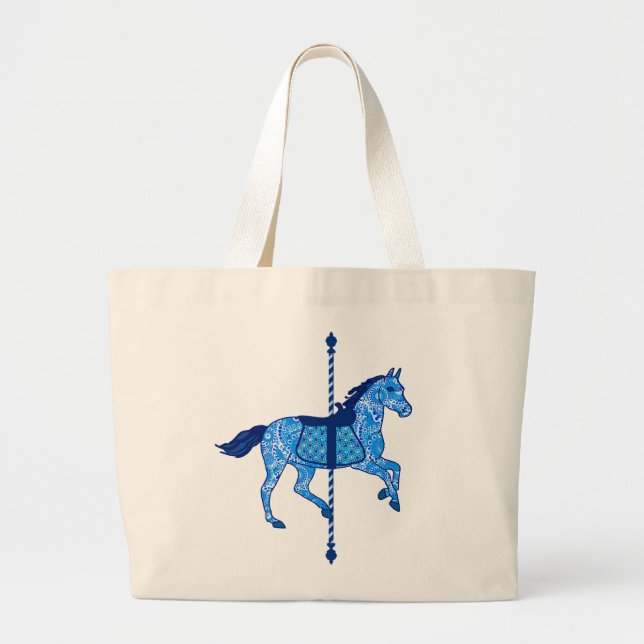 Carousel Horse - Cobalt and Himlar Blue Jumbo Tygkasse (Framsidan)