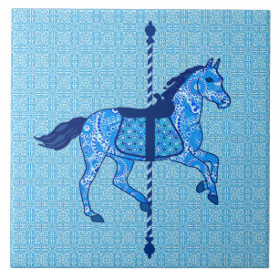 Carousel Horse - Cobalt and Himlar Blue Kakelplatta