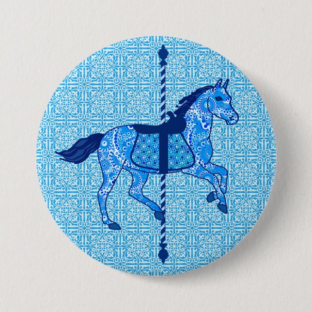 Carousel Horse - Cobalt and Himlar Blue Knapp (Framsida)