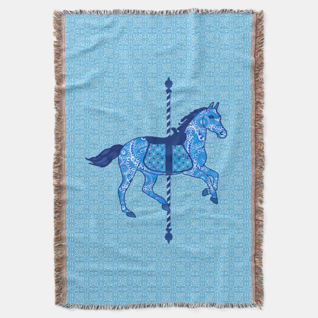 Carousel Horse - Cobalt and Himlar Blue Mysfilt (Framsidan Vertikal)