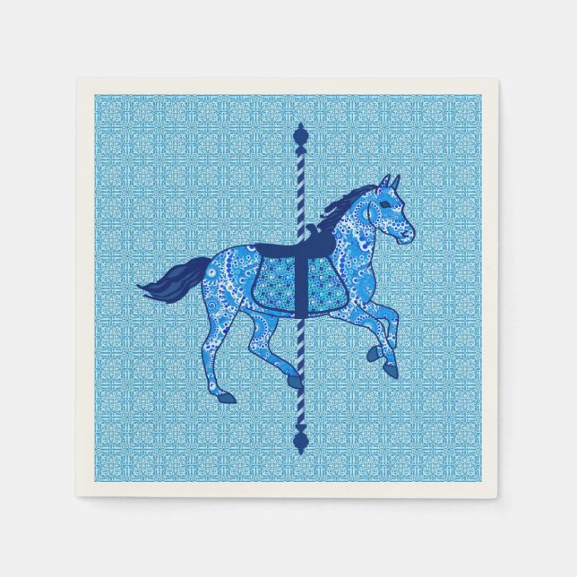 Carousel Horse - Cobalt and Himlar Blue Pappersservett (Framsidan)