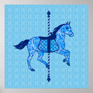 Carousel Horse - Cobalt and Himlar Blue Poster