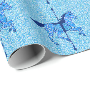 Carousel Horse - Cobalt and Himlar Blue Presentpapper