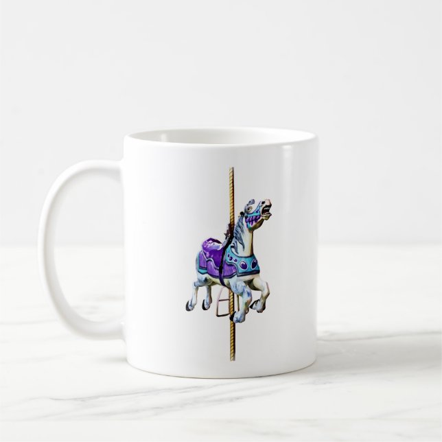 Carousel Horse Drapped in Lavender and Blue Kaffemugg (Vänster)
