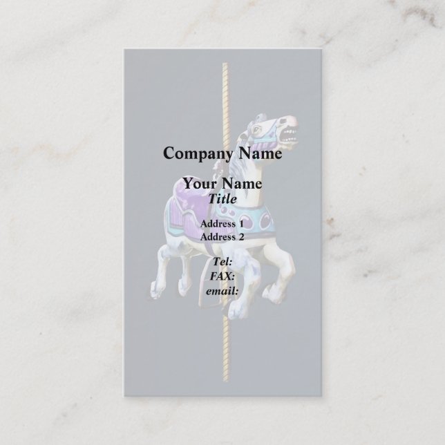 Carousel Horse Drapped in Lavender and Blue Visitkort (Framsida)