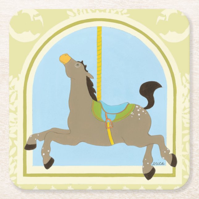 Carousel Horse från juni Erica Vess Underlägg Papper Kvadrat (Framsidan)
