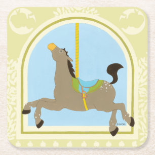 Carousel Horse från juni Erica Vess Underlägg Papper Kvadrat
