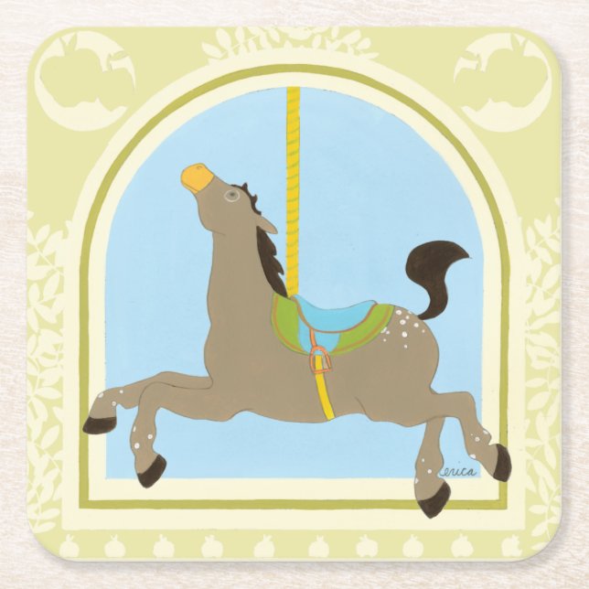 Carousel Horse från juni Erica Vess Underlägg Papper Kvadrat (Framsidan)
