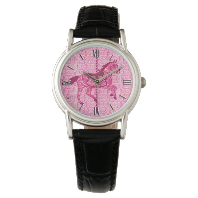 Carousel Horse - Fuchsia Rosa Armbandsur (Framsida)