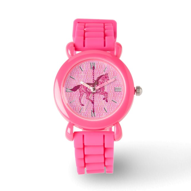 Carousel Horse - Fuchsia Rosa Armbandsur (Framsida)