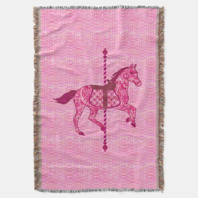 Carousel Horse - Fuchsia Rosa Filt (Framsidan Vertikal)