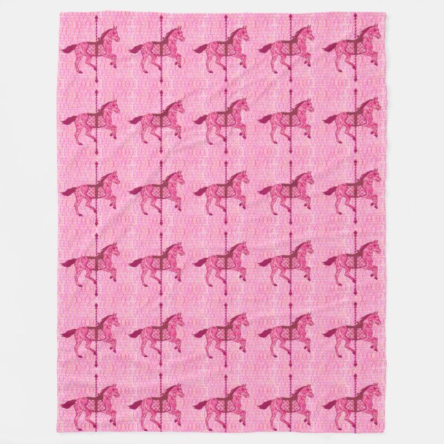 Carousel Horse - Fuchsia Rosa Fleecefilt (Framsidan)