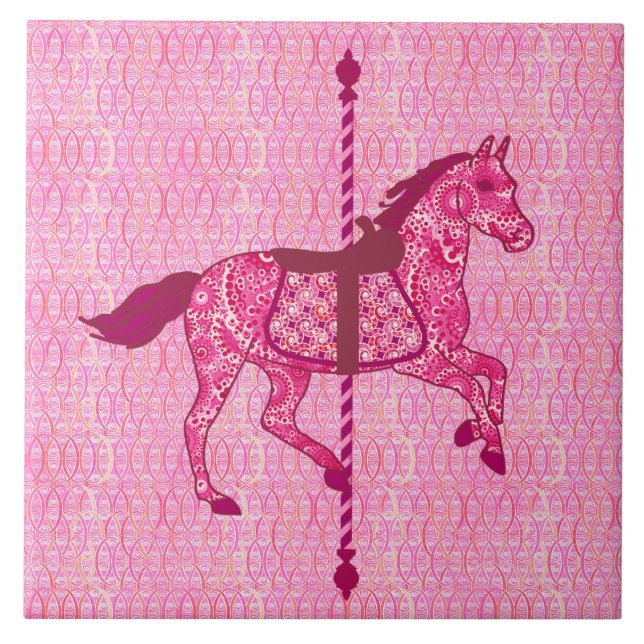 Carousel Horse - Fuchsia Rosa Kakelplatta (Framsidan)