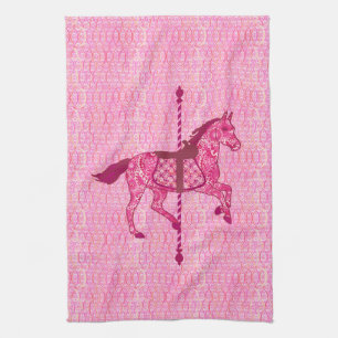 Carousel Horse - Fuchsia Rosa Kökshandduk