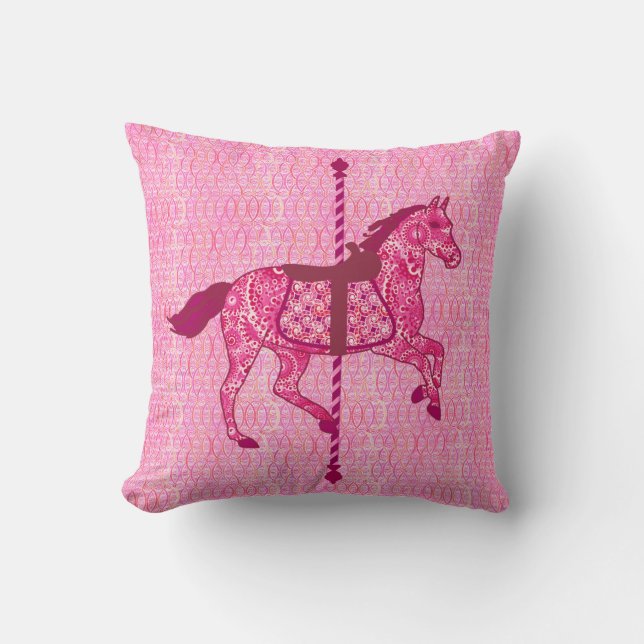 Carousel Horse - Fuchsia Rosa Kudde (Framsida)