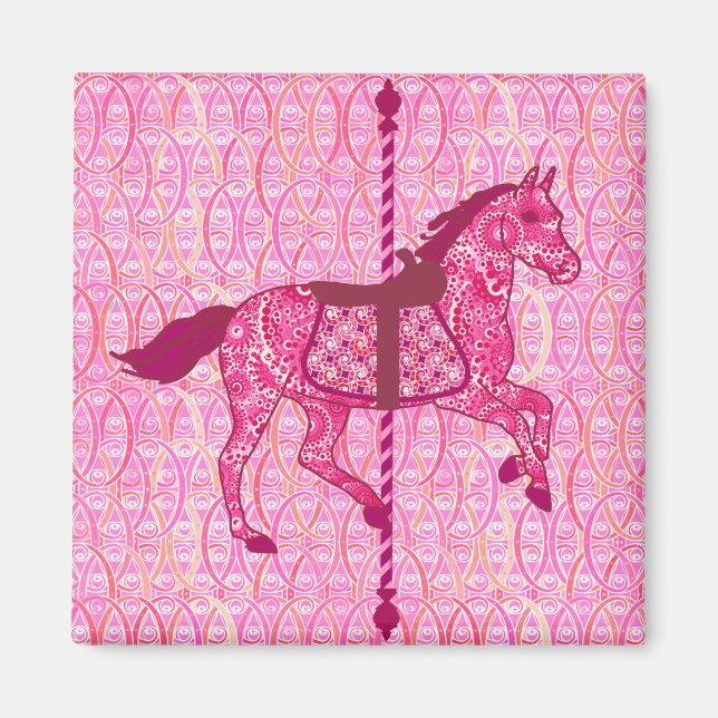 Carousel Horse - Fuchsia Rosa Magnet (Framsidan)