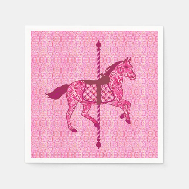 Carousel Horse - Fuchsia Rosa Pappersservett (Framsidan)