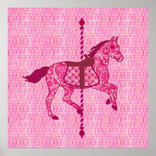 Carousel Horse - Fuchsia Rosa Poster