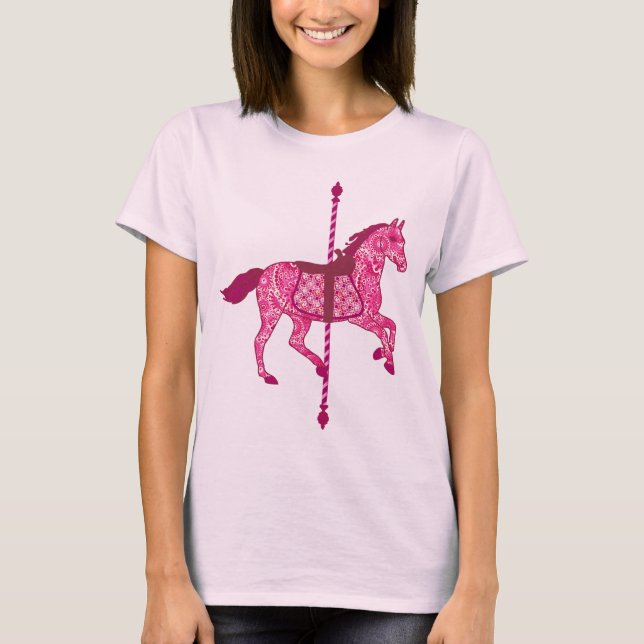 Carousel Horse - Fuchsia Rosa Tee Shirt (Framsida)