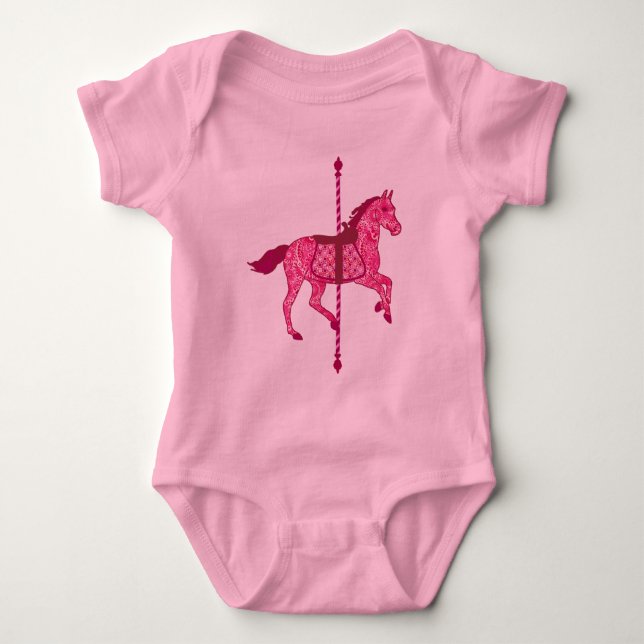Carousel Horse - Fuchsia Rosa Tee Shirt (Framsida)