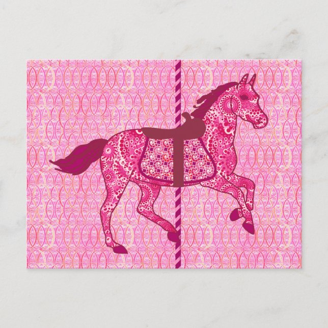 Carousel Horse - Fuchsia Rosa Vykort (Framsida)