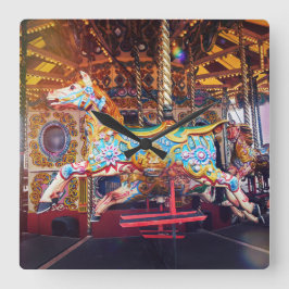 Carousel Horse Fyrkantig Klocka