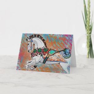 Carousel Horse Greeting Card - Färgfull merry Kort