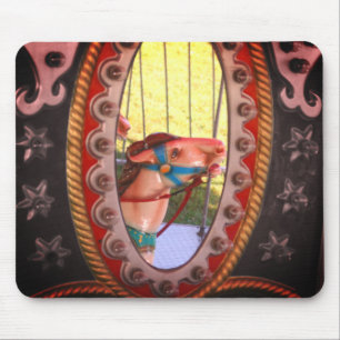 Carousel Horse i Spegel Black White Musmatta